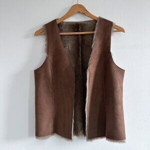 Caroll Faux Suede Vest w/ Faux Shear Lining Size 38